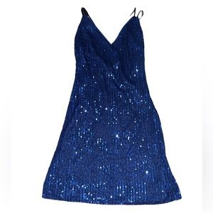 David’s bridal midnight blue sequence party dress NWT